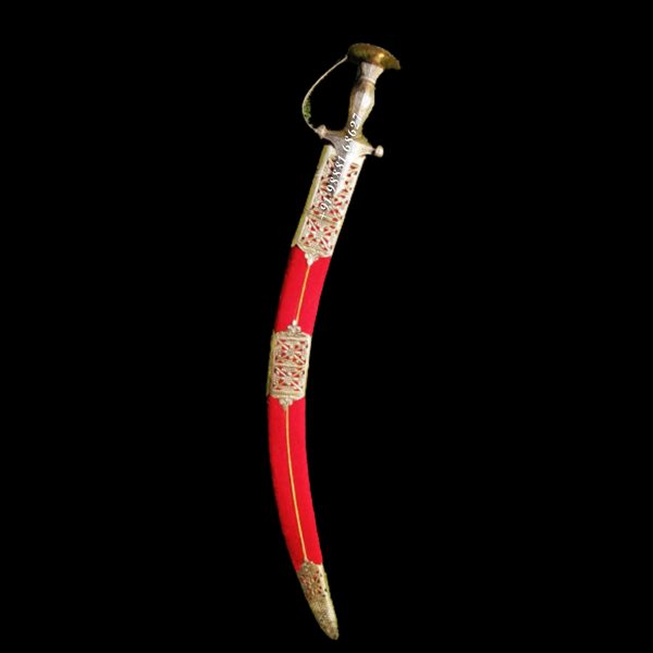 Red Wedding Sword With Round Handle Brass Made