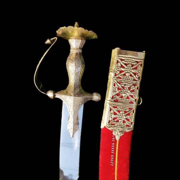 Red Wedding Sword With Round Handle Brass Made