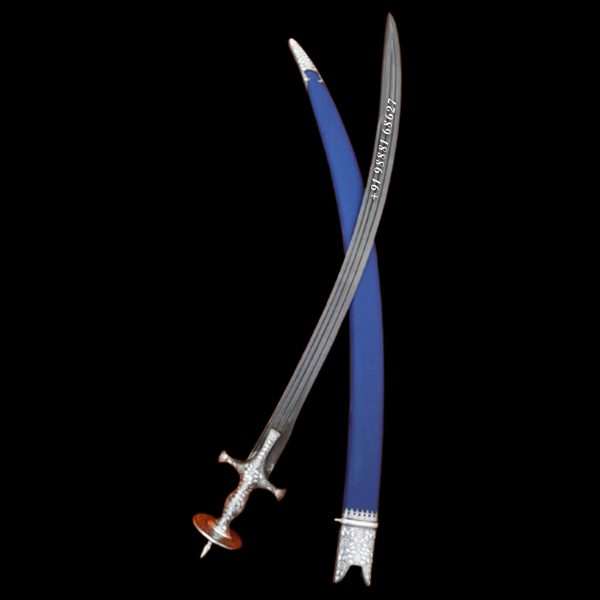 Tega Sword Blue Leather With Silver Work