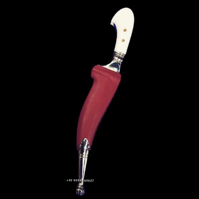Maroon Leather Cover Peshkabz Kirpan With Marble Handle