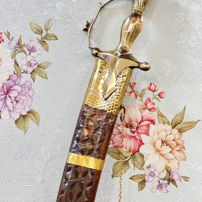 Wooden Cut Work Design With Brass Handle Sword