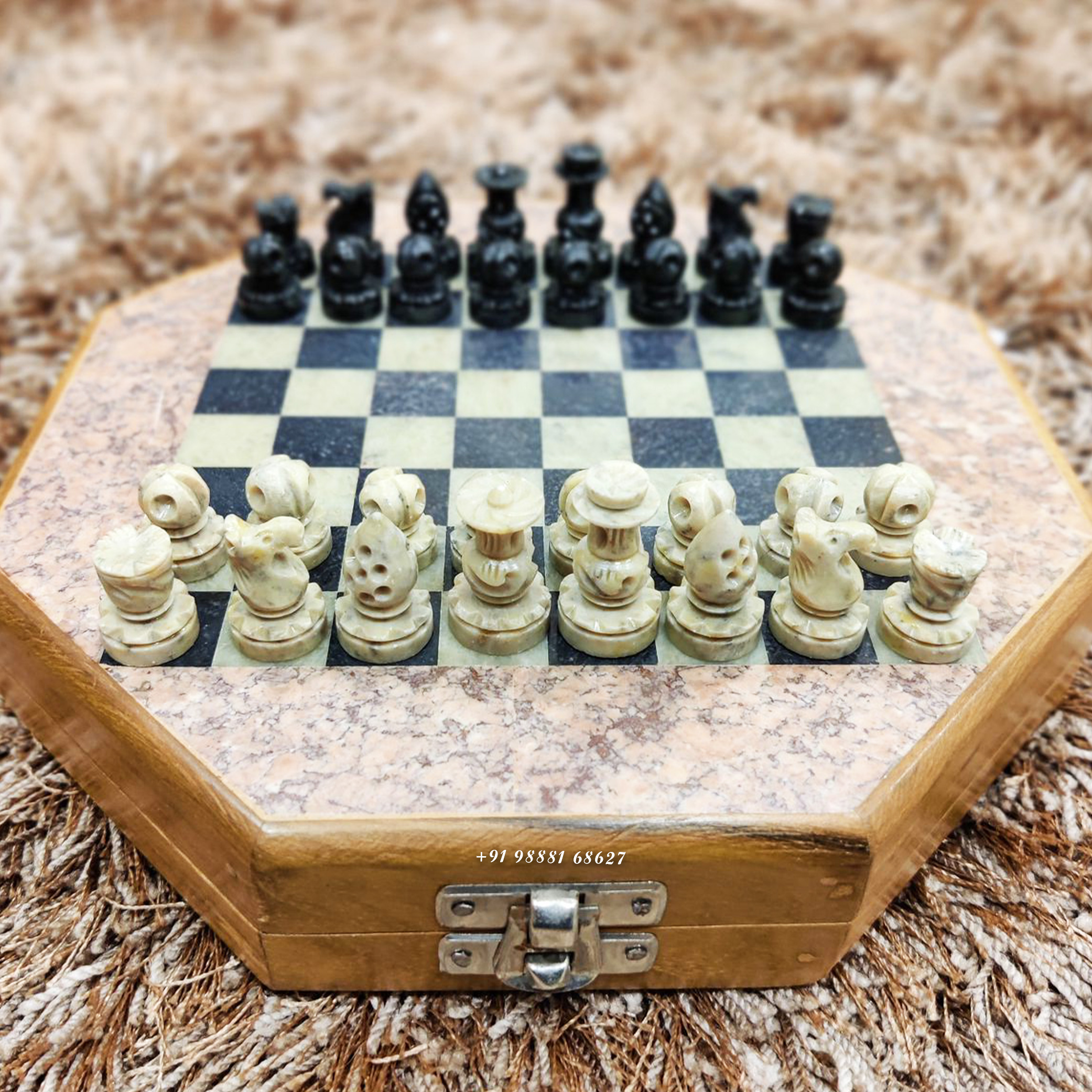 Wooden Flat Octagonal Magnetic Chess Board Size (9