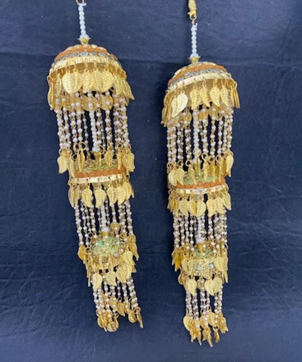 Golden 3 Layered Kaleera with White Pearls Chain