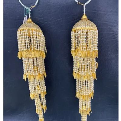 Golden 5 Layered Kaleera with Kundan & White Pearls Chain