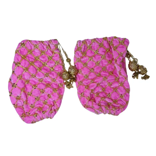 Pink Velvet Bridal Chura Cover Set