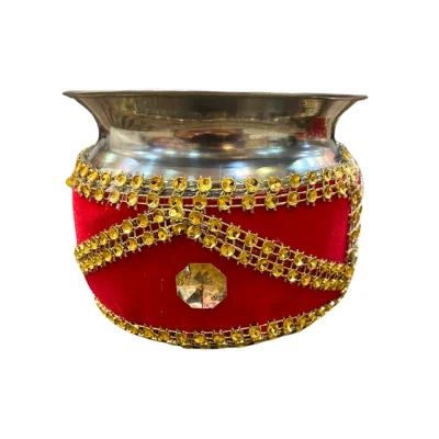 Red Decorated Steel Garvi