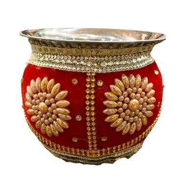 Red Floral Design Decorated Garvi