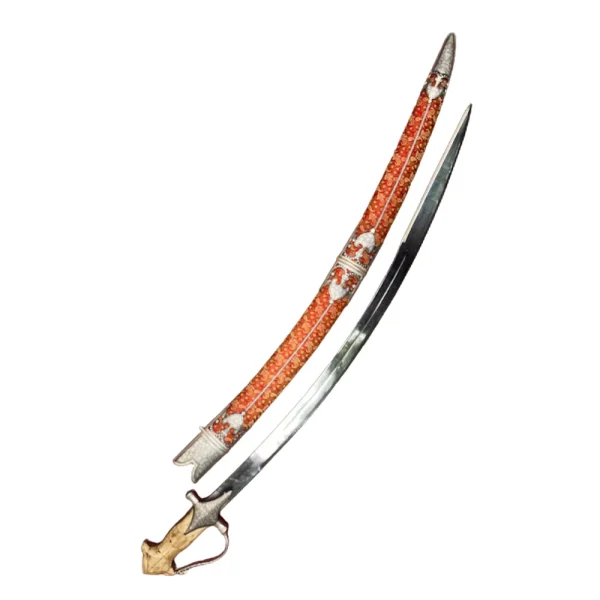 Silver Work Damascened Shamshir Sword