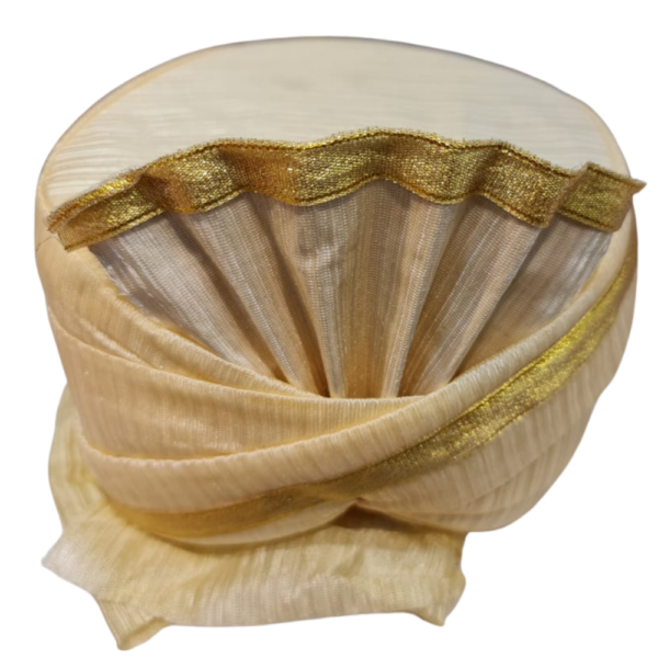 Traditional Beige Hindu Wedding Turban/Paggri - Tissue Turban