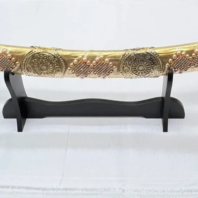 White & Golden Tega Wedding Kirpan/Sword with Horse Handle