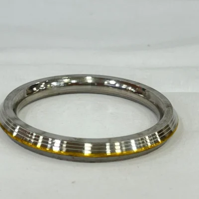 9m Wire Steel Kara With Brass Line