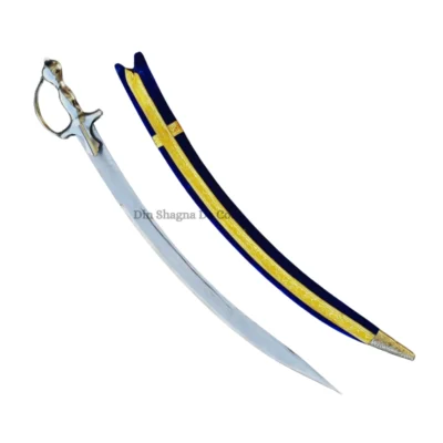 Blue Leather Punjabi Wedding Kirpan/Sword for Groom