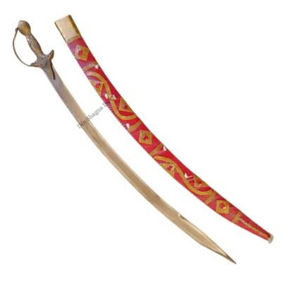 Imperial Red Embroidered Punjabi Wedding Kirpan/Sword