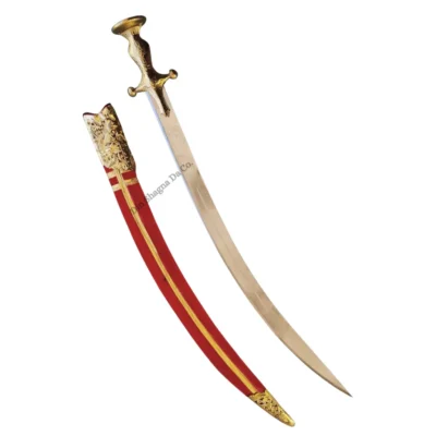 Red Brass Work Punjabi Wedding Kirpan/Sword