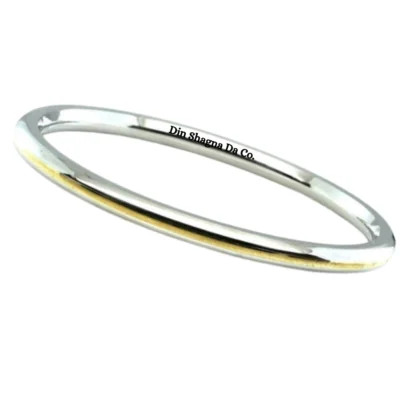 5mm Stainless Steel Sikh Kara With Golden Line