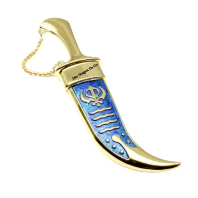 Blue & Gold Steel Sikh Kirpan (Siri Sahib)