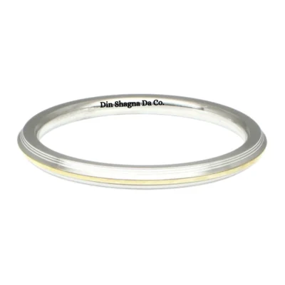 Plain Stainless Steel Kara With Golden Line